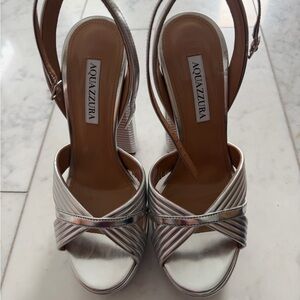 Aquazzura Metallic Silver Heels